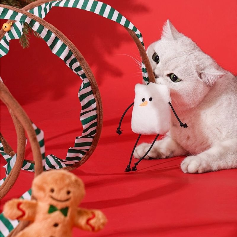 Christmas Cat Tunnel – Foldable Holiday Play Tunnel