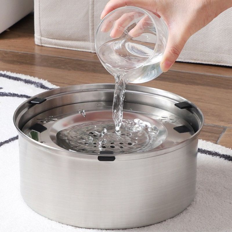 Spill-proof stainless steel cat and dog water bowl 3L 5L