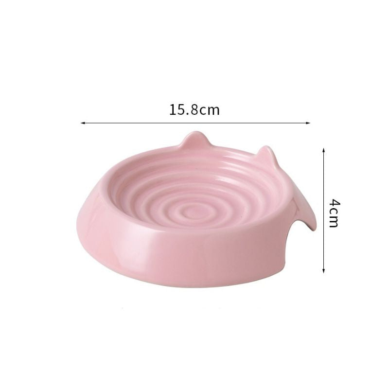 Ceramic Feeding Dish for Small Animals｜Low-Rim Flat Plate for Cats, Small Dogs