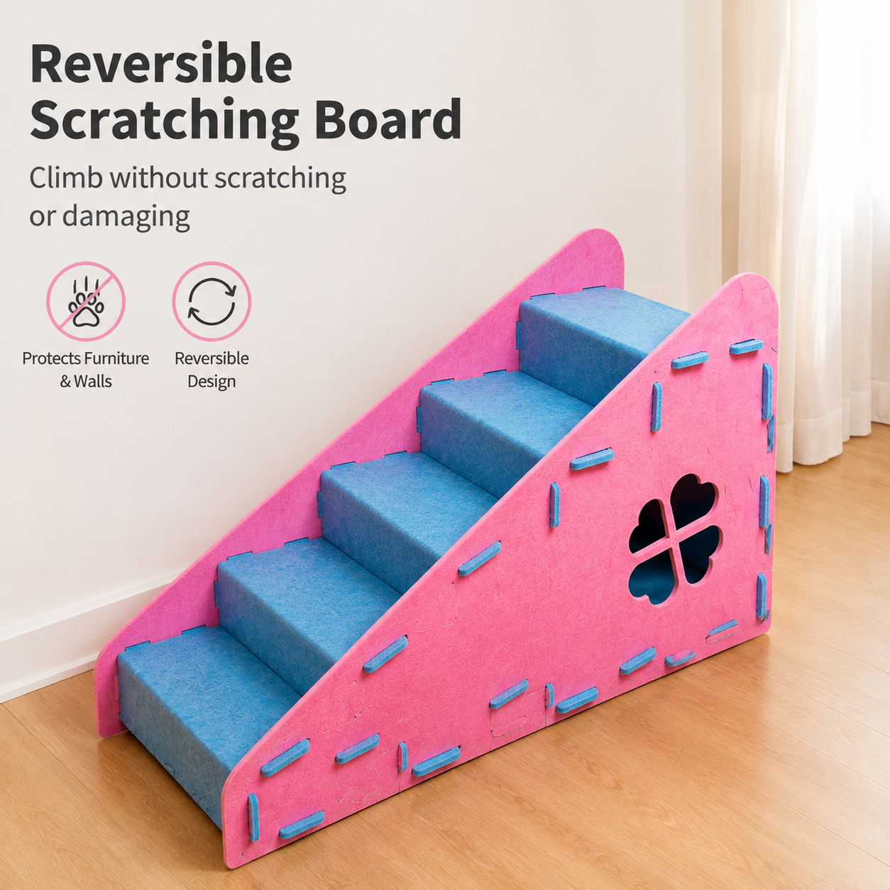 Felt Pet Stairs with Hideout – 4-Step Cat & Small Dog Stairs for Bed and Sofa