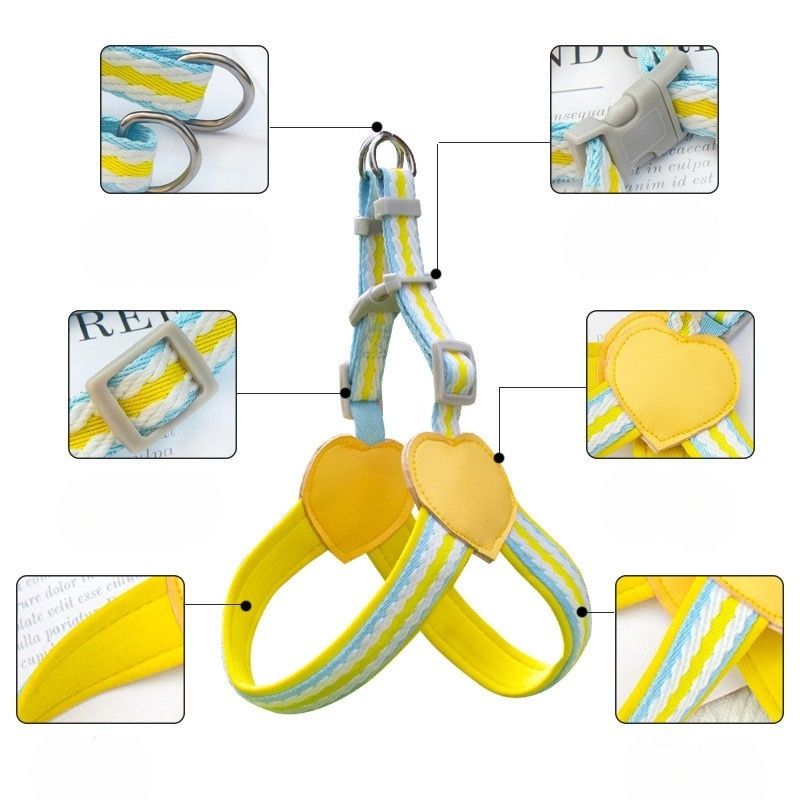 Pastel Dog Harness with Hearts – All Sizes+ Free Leash