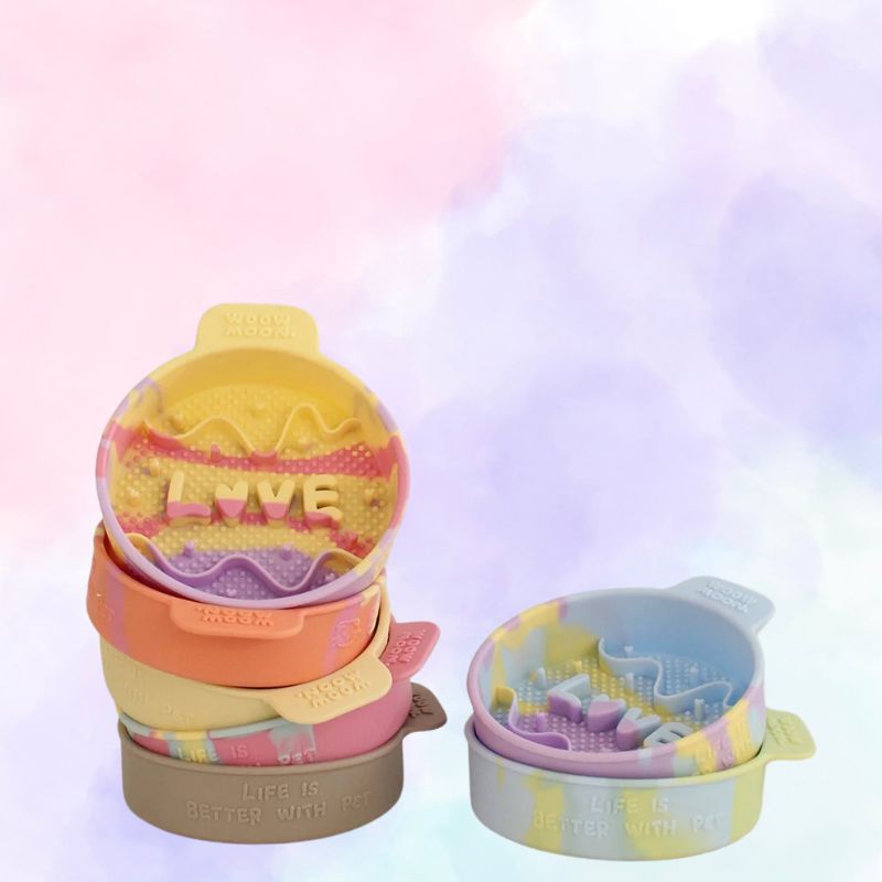 Pastel Ice Cream Slow Feeder Mat - Non-Slip Lick Mat with LOVE Embossing