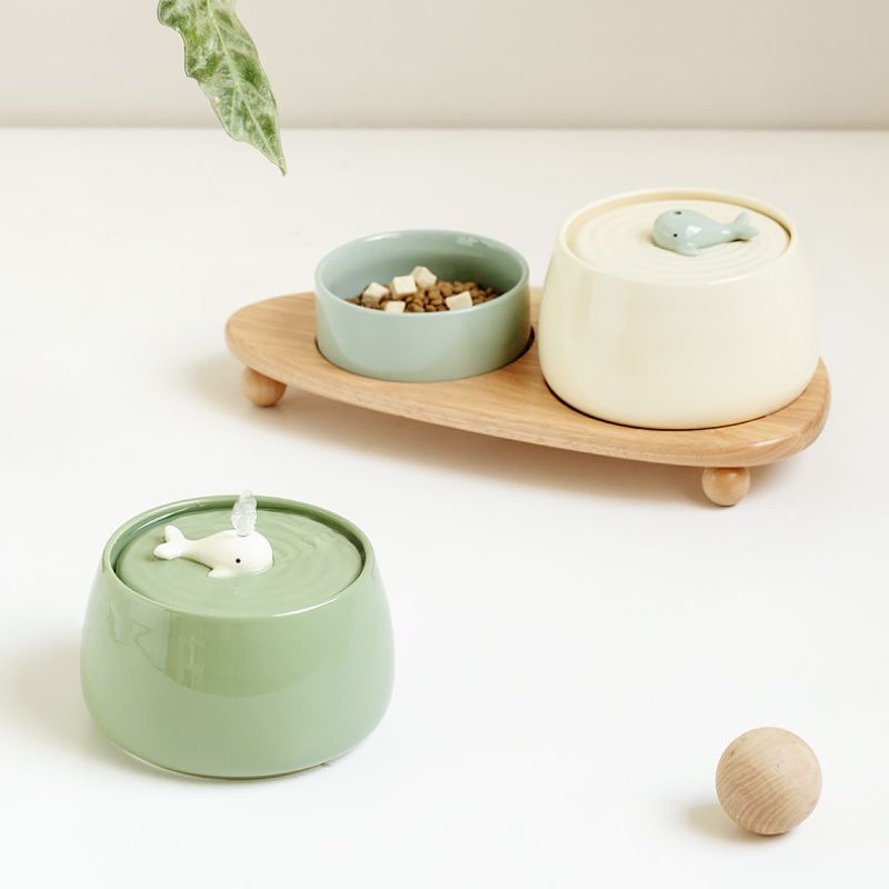Zen-Inspired Ceramic Pet Fountain with Kiyoyu Motif｜Silent Flow｜Oriental Aesthetic for Cats & Dogs