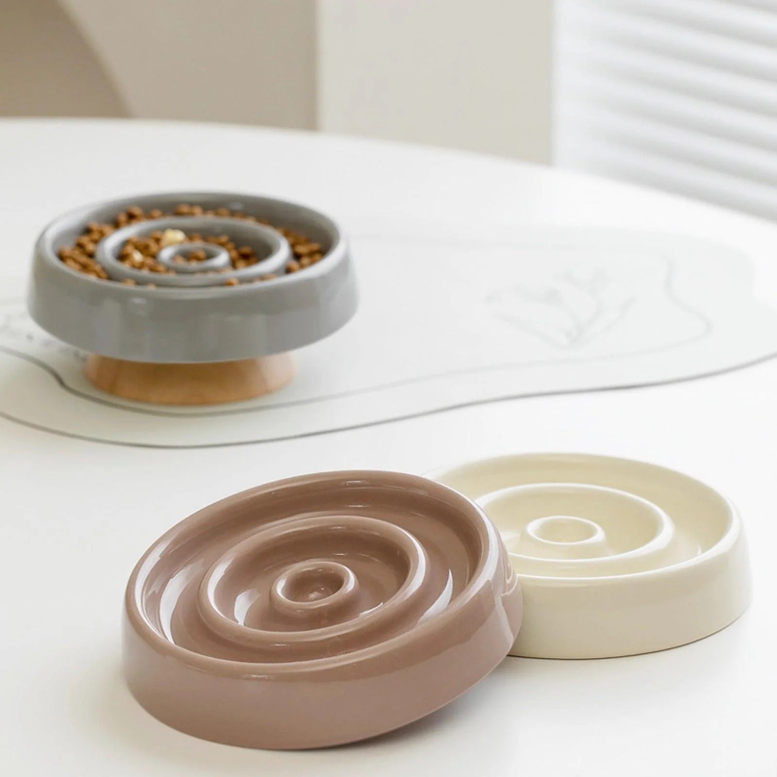 Ceramic Slow Eating Pet Food Bowl for Cats and Dogs