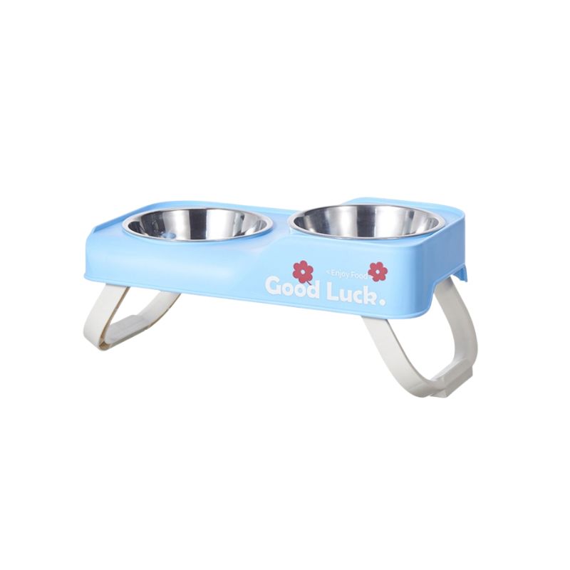 Asymmetric Elevated Stainless Steel Dual Bowl –  Dogs & Cats