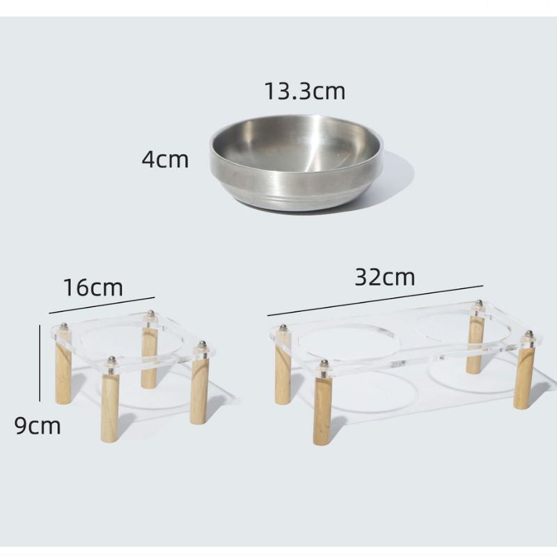 High-Stand Stainless Steel Dog & Cat Bowl set – Split Removable Pet Feeding Dish