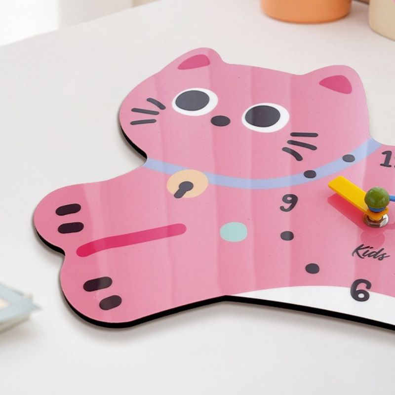 Acrylic Cat-Shaped Wall Clock | Silent Quartz Movement – Wall-Mount or Desktop