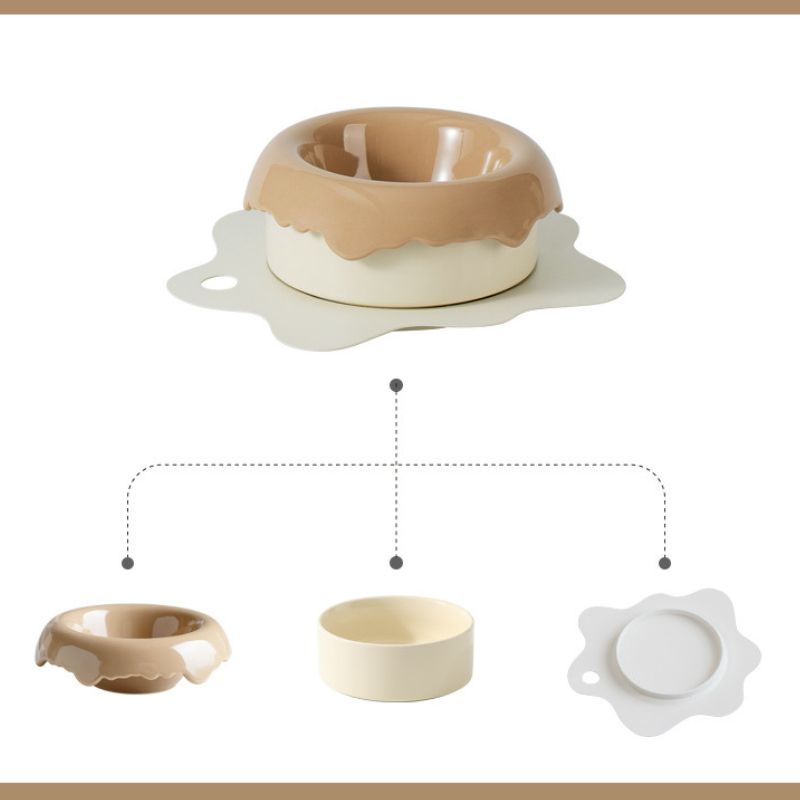 3pcs Detachable 3-in-1 Donut Pet Bowl | Separate Food & Water • Easy-Clean • Non-Slip Base