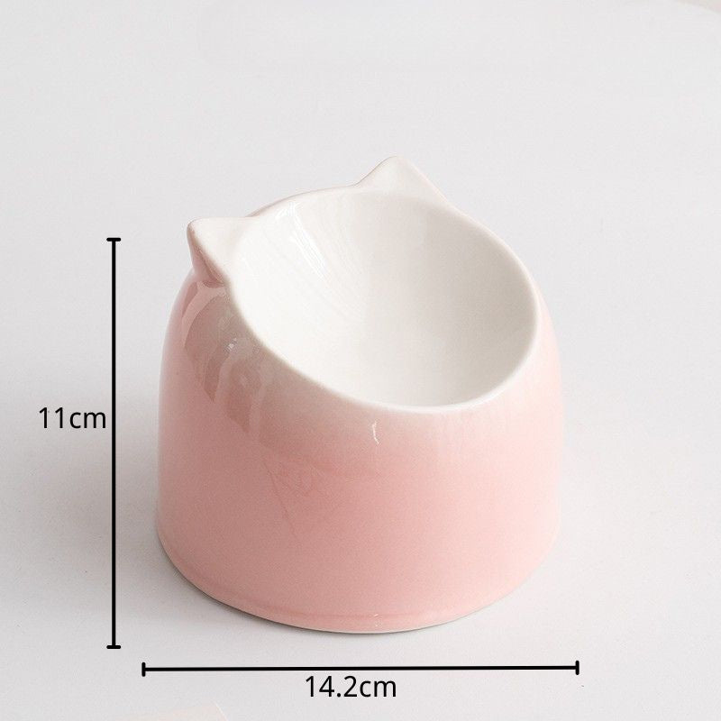 Ceramic Cat Ear Elevated Bowl – pet Bowl 4 Colors | Anti-Vomiting & Non-Slip Design