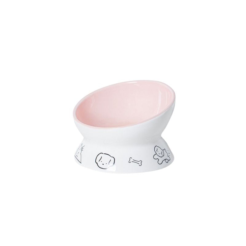 Elevated Tilted Ceramic Cat&dog Bowl |  Whisker-Friendly  pets up to 6kg