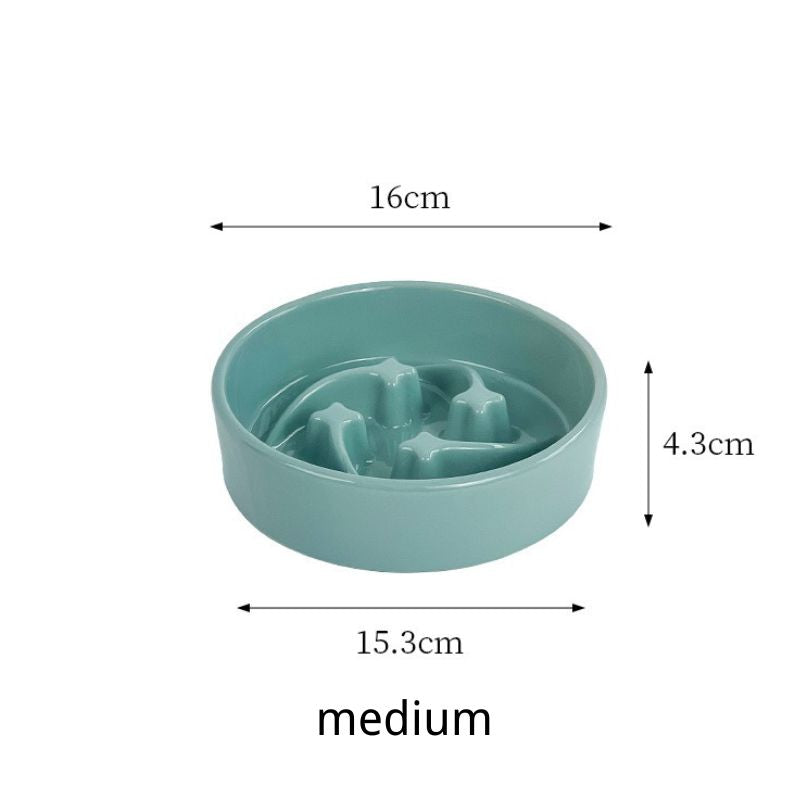 Ceramic Slow Feeder Bowl – Small for 3–5kg, Medium for 5–18kg Dogs