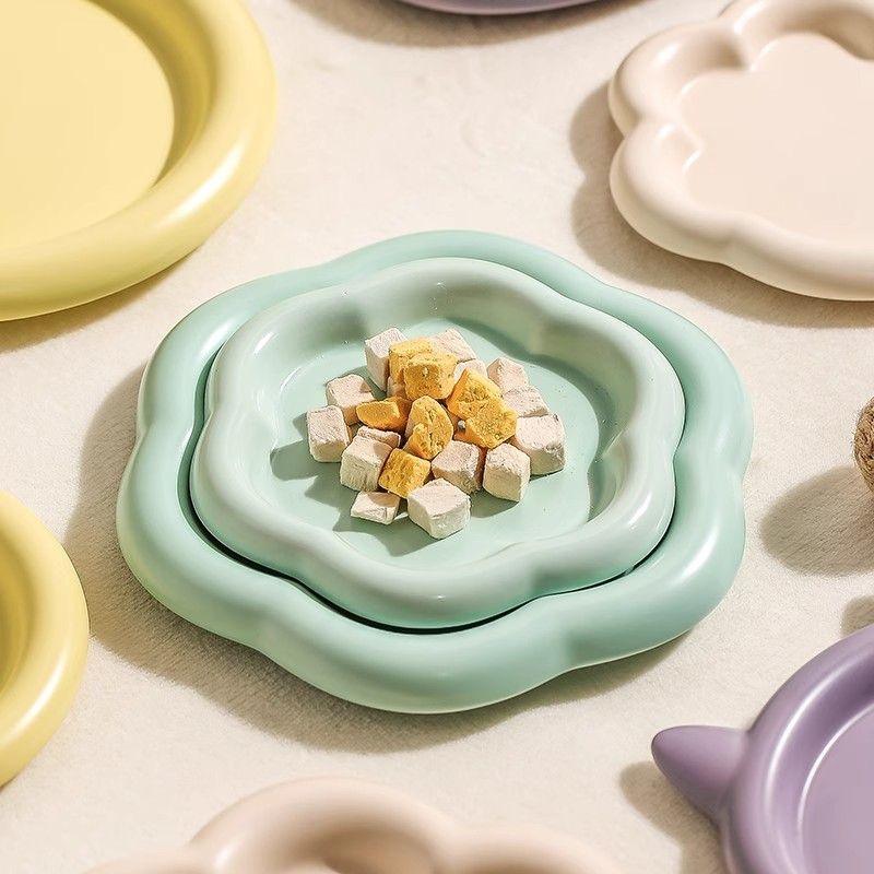 Canned Cat Bowl Ceramic Cat Bowl Cat Plate Large Diameter Rice Bowl Dinner Plate Cat Pet Bowl Shallow Mouth - NoKa&AuroraStone