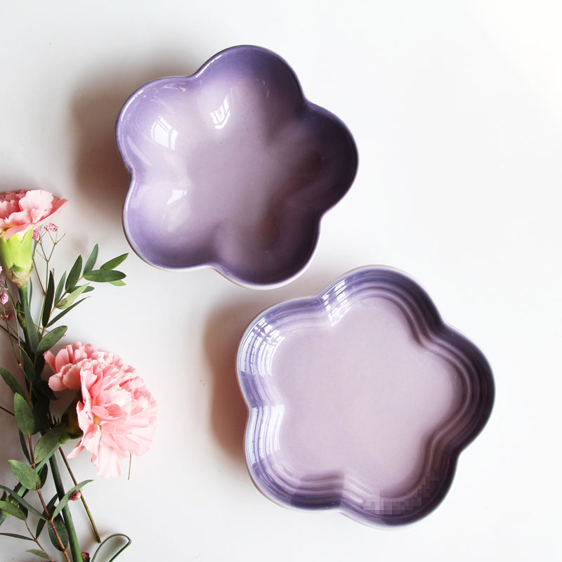 19 color rainbow plum blossom ceramic plate, French flower plate, dining plate, pet gradient