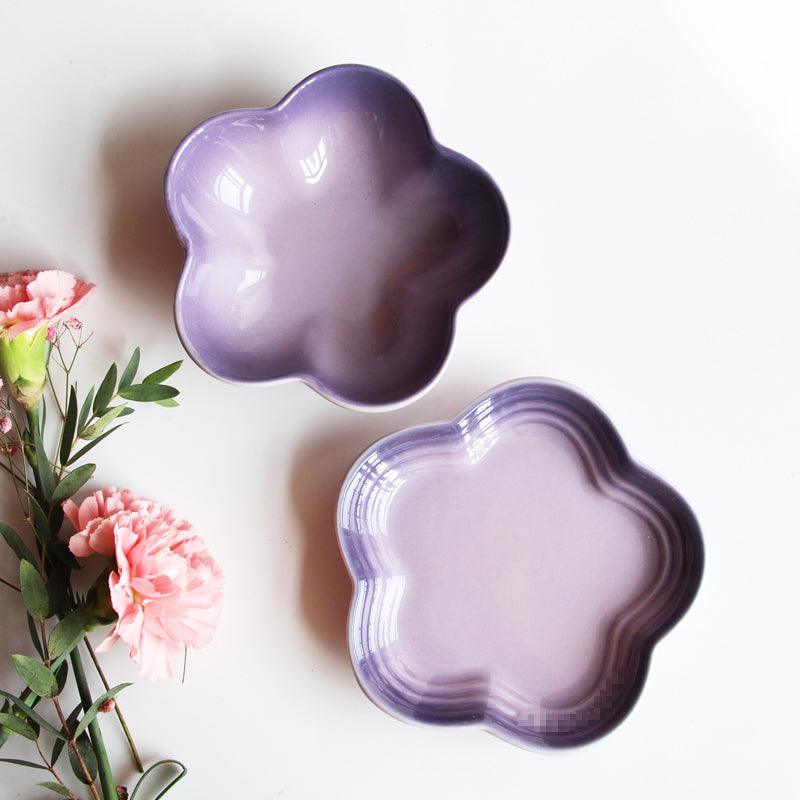 19 color rainbow plum blossom ceramic plate, French flower plate, dining plate, pet gradient - NoKa&AuroraStone