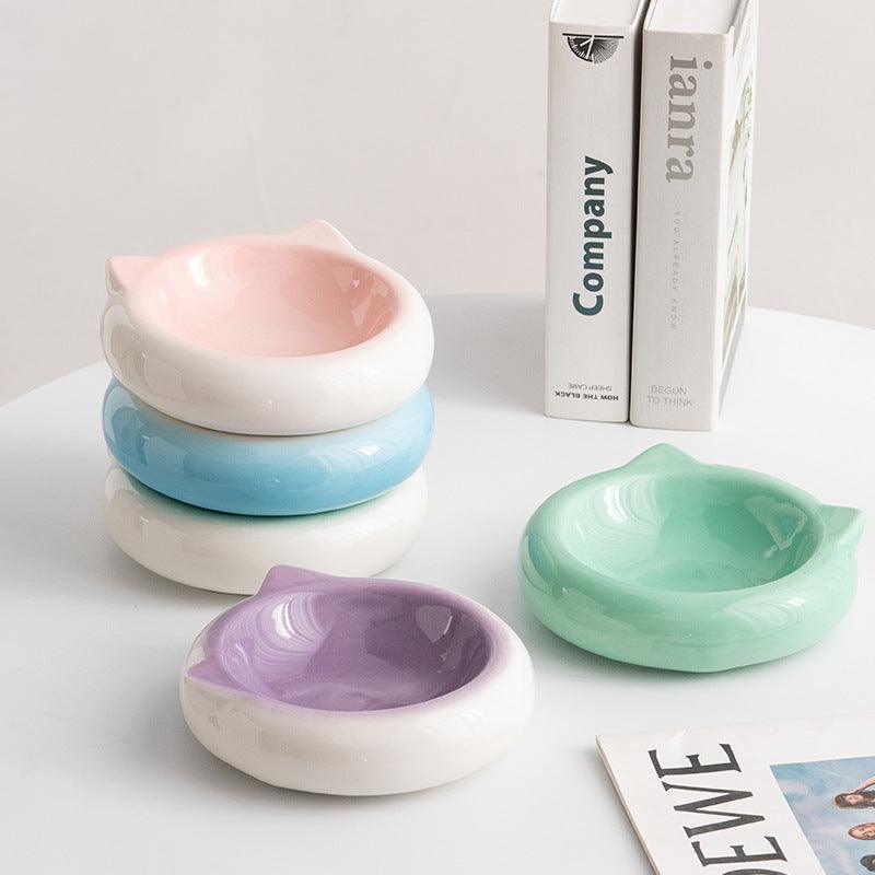 Reading way ceramic cat bowl dinner plate dog food basin anti-knock simple modern Pet Bowl puppy drinking bowl Cat Basin - NoKa&AuroraStone