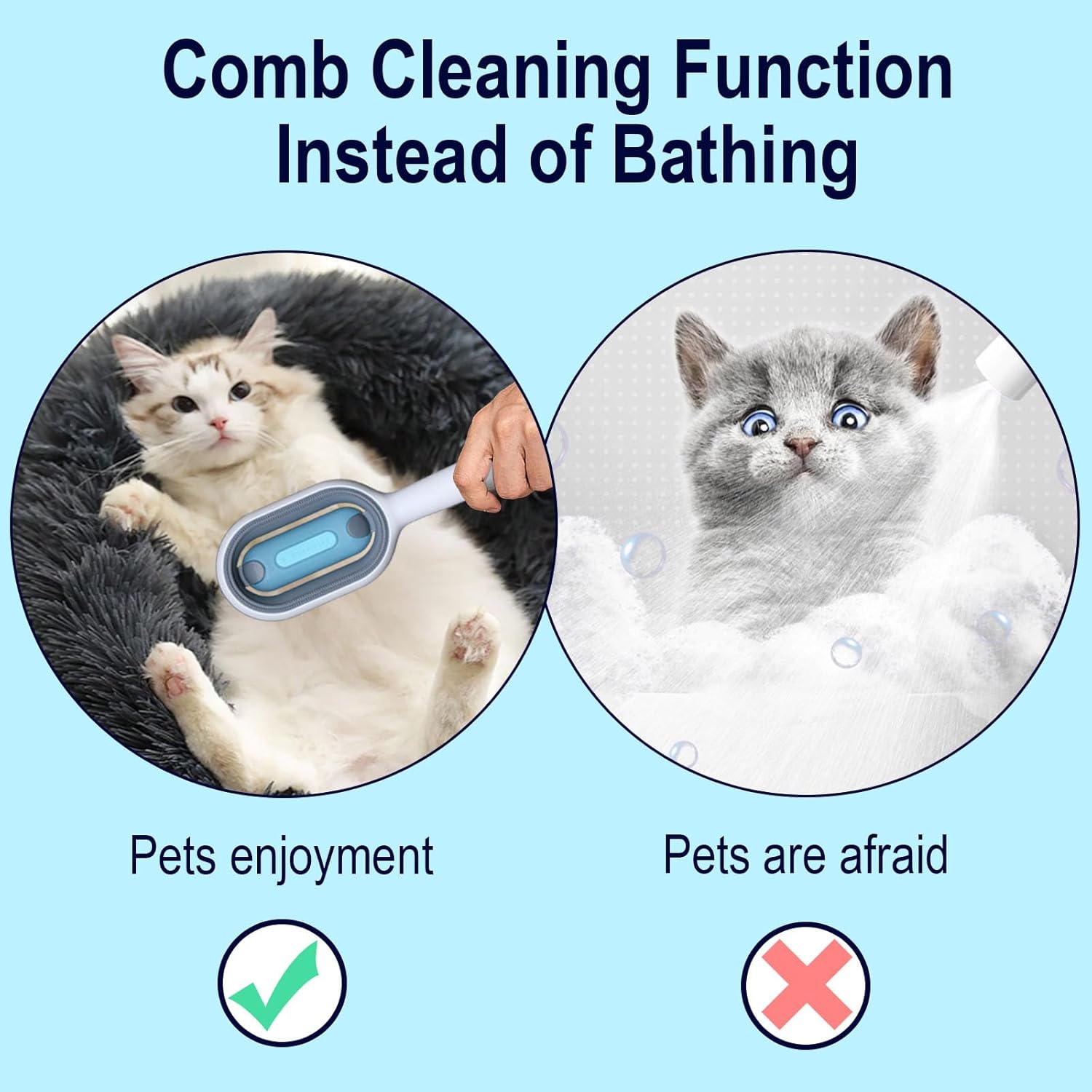 3-in-1 Pet Grooming Tool: Wet Brush with Water Tank, Hair Removal Comb, and Sticky Brush for Cats