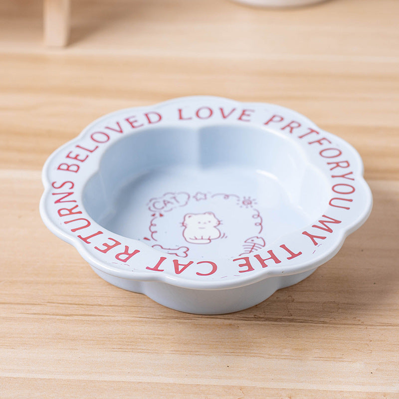 Princess-Style Porcelain Pet Bowl | Lace Edge & Easy-Clean