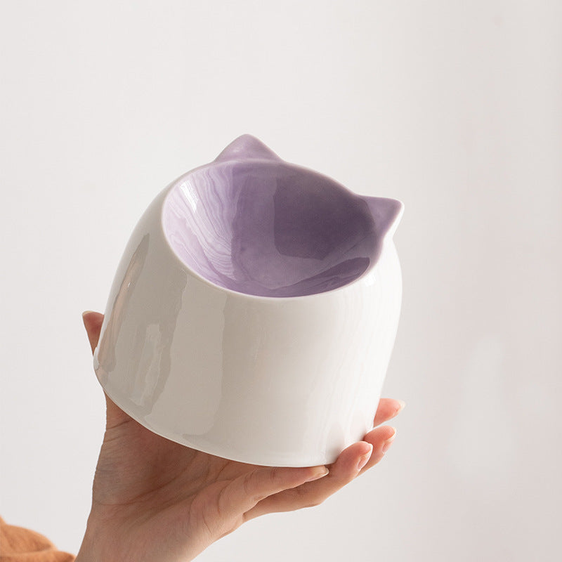 Ceramic Cat Ear Elevated Bowl – pet Bowl 4 Colors | Anti-Vomiting & Non-Slip Design