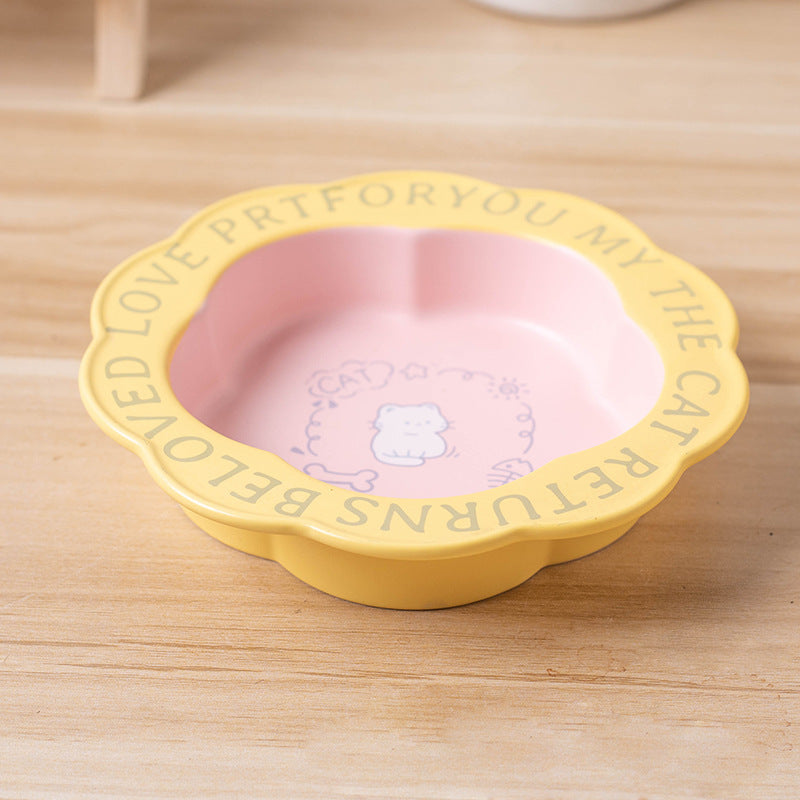 Princess-Style Porcelain Pet Bowl | Lace Edge & Easy-Clean