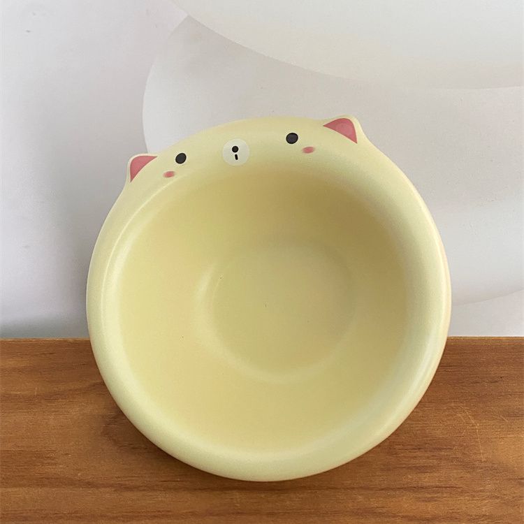 Blogger's Same Ceramic Cute Rice Bowl Cartoon Pig Cat Ceramic 5-inch Bowl New Cat Dog Bowl