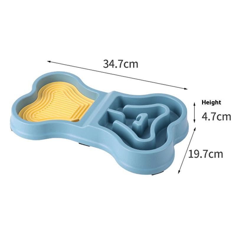 Pet Slow Food Bowl Slow Food Bowl for Dogs Anti-Tipped Cat Lick Pad Pet Double Bowl Dog Eatware Pet Dinner Plate - NoKa&AuroraStone