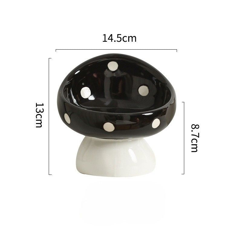 Mushroom Design Ceramic Elevated Pet Bowl