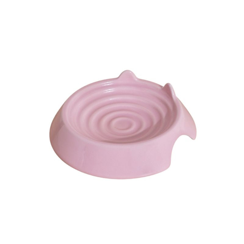 Ceramic Feeding Dish for Small Animals｜Low-Rim Flat Plate for Cats, Small Dogs