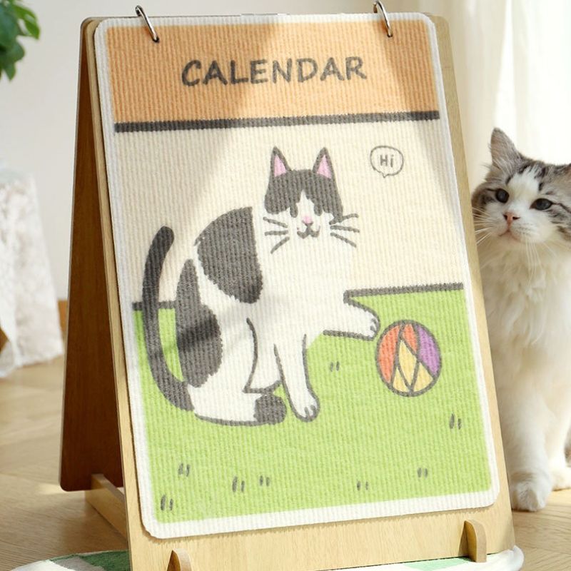 Calendar-Style Cat Scratcher – Cute Desktop Scratching Board with Replaceable Refill, Low-Lint, No Mess