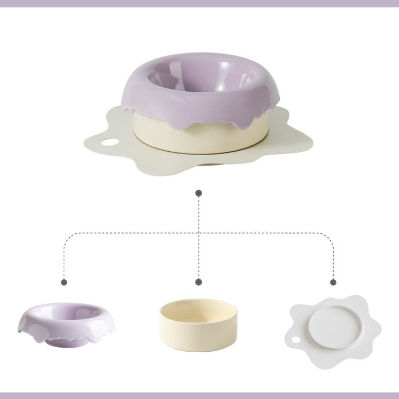 3pcs Detachable 3-in-1 Donut Pet Bowl | Separate Food & Water • Easy-Clean • Non-Slip Base