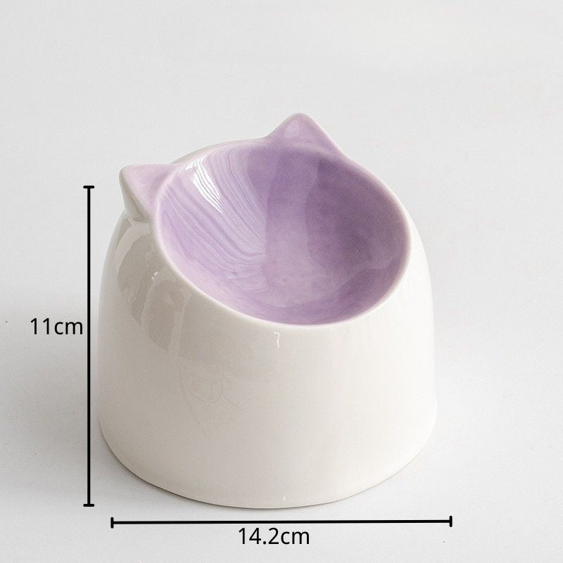 Ceramic Cat Ear Elevated Bowl – pet Bowl 4 Colors | Anti-Vomiting & Non-Slip Design