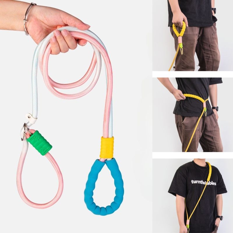 Hands-Free P-Leash with Shoulder/Waist Strap – Adjustable Slip Leash for Medium and Large Dogs