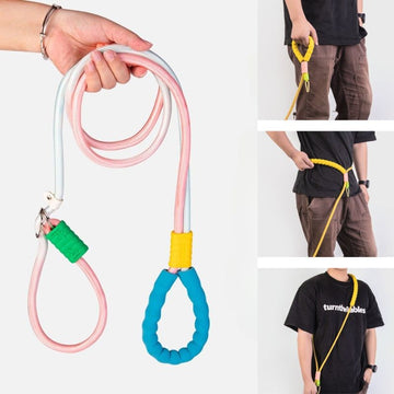 Hands-Free P-Leash with Shoulder/Waist Strap – Adjustable Slip Leash for Medium and Large Dogs