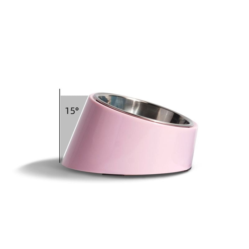 Tilted Stainless Steel Pet Bowl Non-Slip Feeding Dish for Cats & Dogs