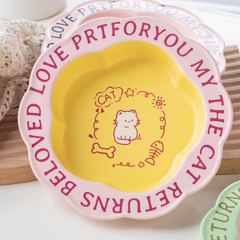 6-Inch Ceramic Cat Plate 200ml – Matte Finish Pet Bowl for Cats & Small Dogs