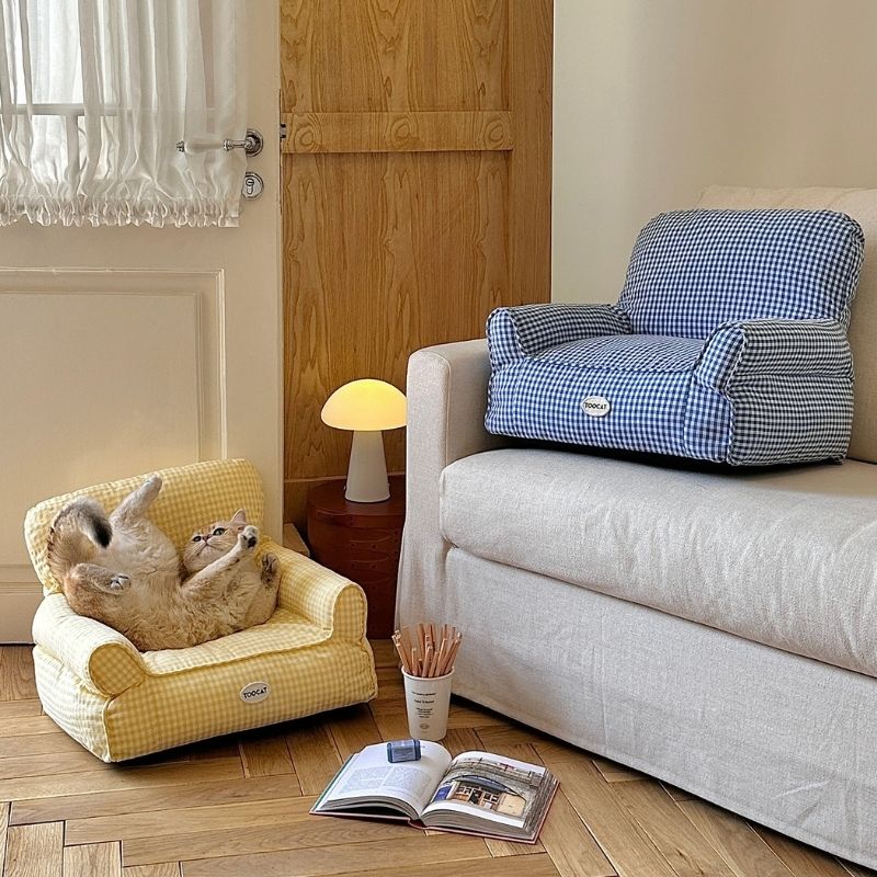 Animal Cotton & Linen Pet Sofa Bed｜Removable Cover Lounger for Cats, Small Dogs