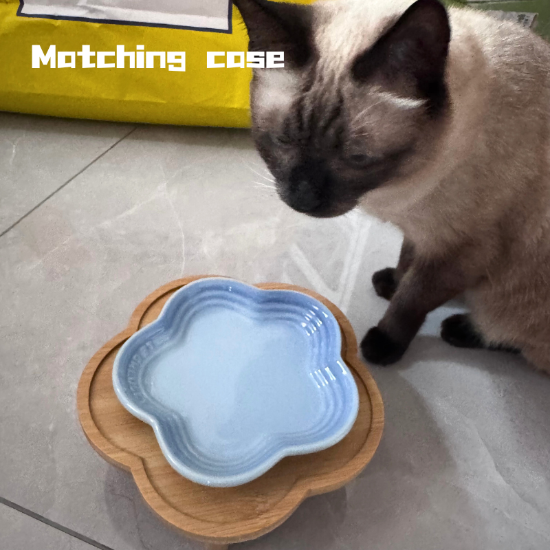 Elevated Bamboo Pet Bowl Stand | Natural Raised Feeder for Cats & Small Dogs  small size