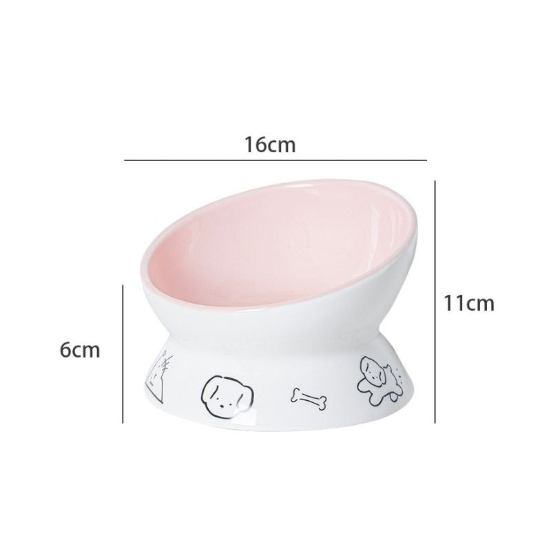 Elevated Tilted Ceramic Cat&dog Bowl |  Whisker-Friendly  pets up to 6kg