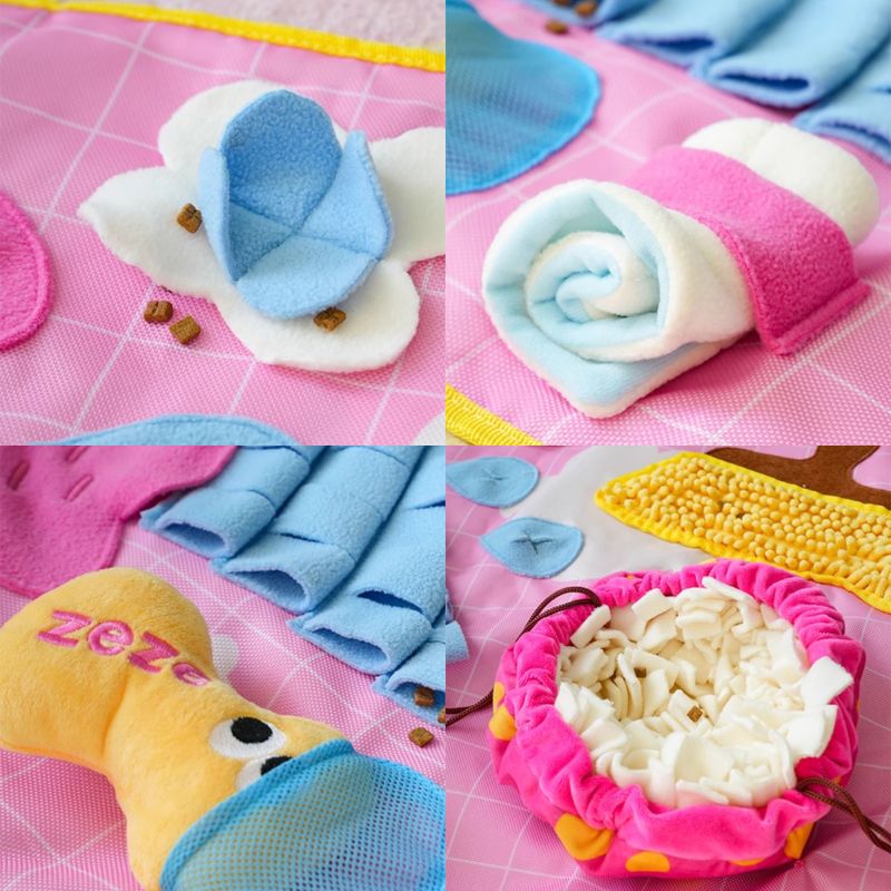 Vintage Bathroom Snuffle Mat | Interactive Slow Feeder with Hidden Treats & Squeaky Toys