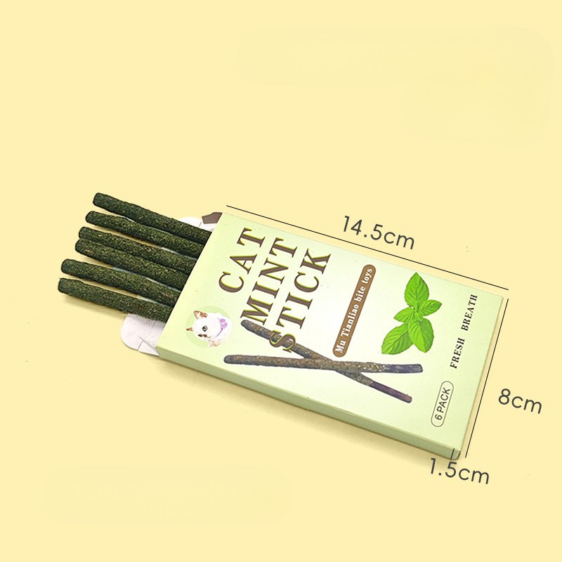 Cat Grass Chew Sticks with Catnip & Matatabi – 6 Pack Dental Chewing Toys for Cats