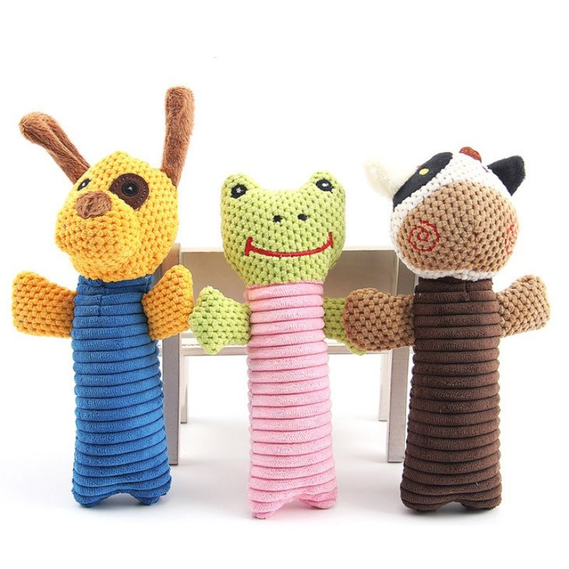 3-Piece Soft Squeaky Dog Toy Set – Plush Chew Toys for Small and Medium Pets