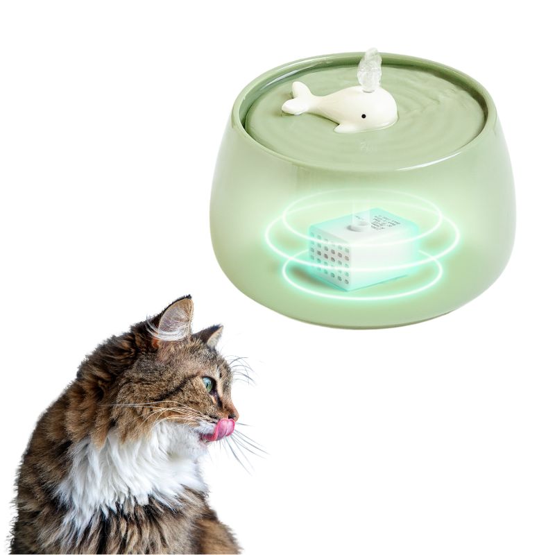Zen-Inspired Ceramic Pet Fountain with Kiyoyu Motif｜Silent Flow｜Oriental Aesthetic for Cats & Dogs