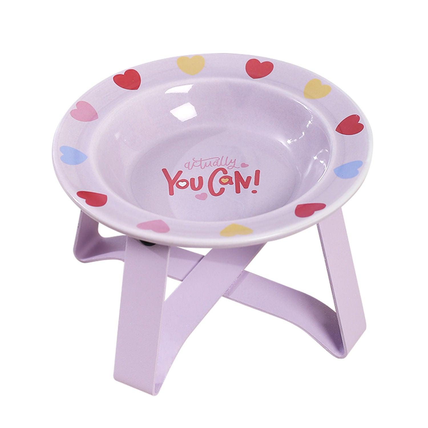 Cream Wind Belt Iron Frame Love Ceramic Pet Bowl Pot Cat Bowl Dog Bowl - NoKa&AuroraStone