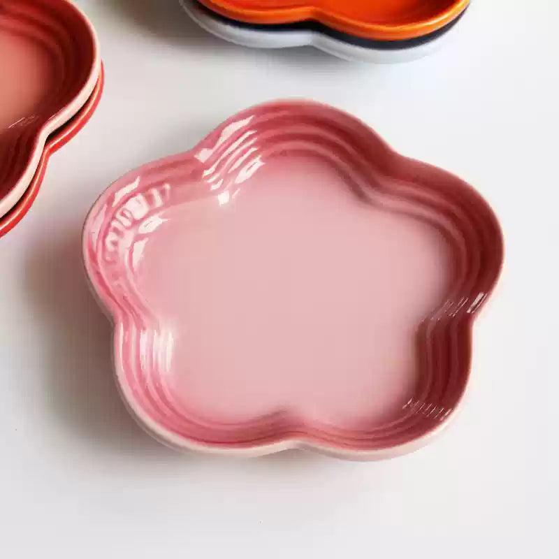 19 color rainbow plum blossom ceramic plate, French flower plate, dining plate, pet gradient - NoKa&AuroraStone