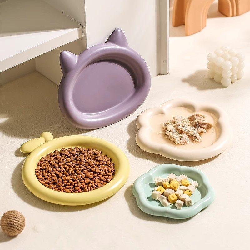 Canned Cat Bowl Ceramic Cat Bowl Cat Plate Large Diameter Rice Bowl Dinner Plate Cat Pet Bowl Shallow Mouth - NoKa&AuroraStone