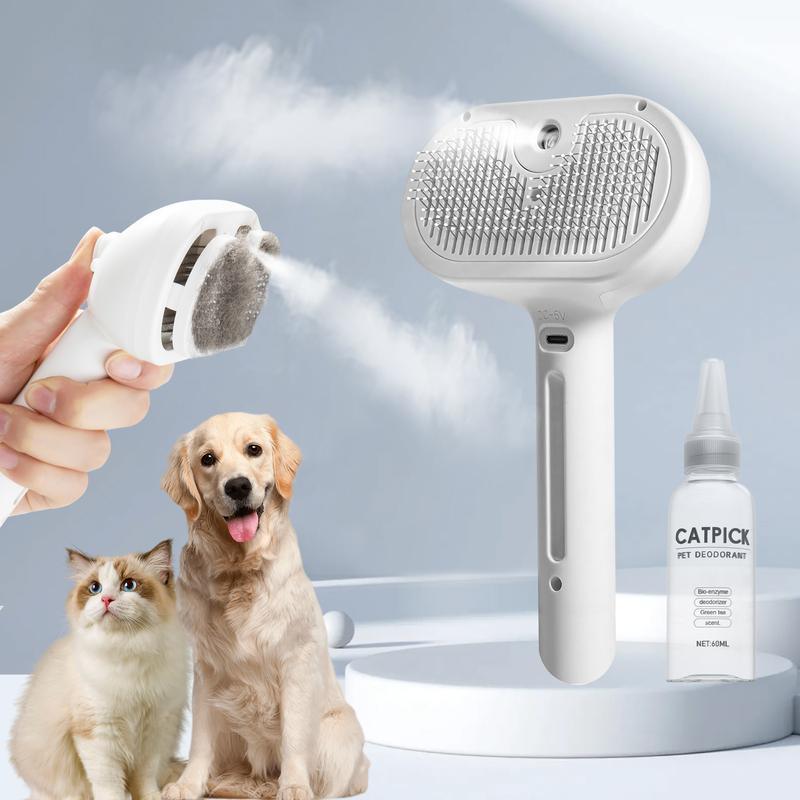 Pet Spray Hair Removal Comb, 1-piece pet hair brush, pet hair cleaning brush with sheddingbutton, cat brush, dog brush, cat and dog beautyand massage comb, pet supplies - NoKa&AuroraStone