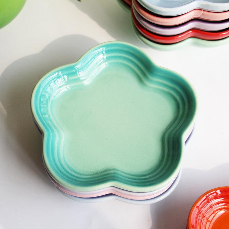 19 color rainbow plum blossom ceramic plate, French flower plate, dining plate, pet gradient - NoKa&AuroraStone