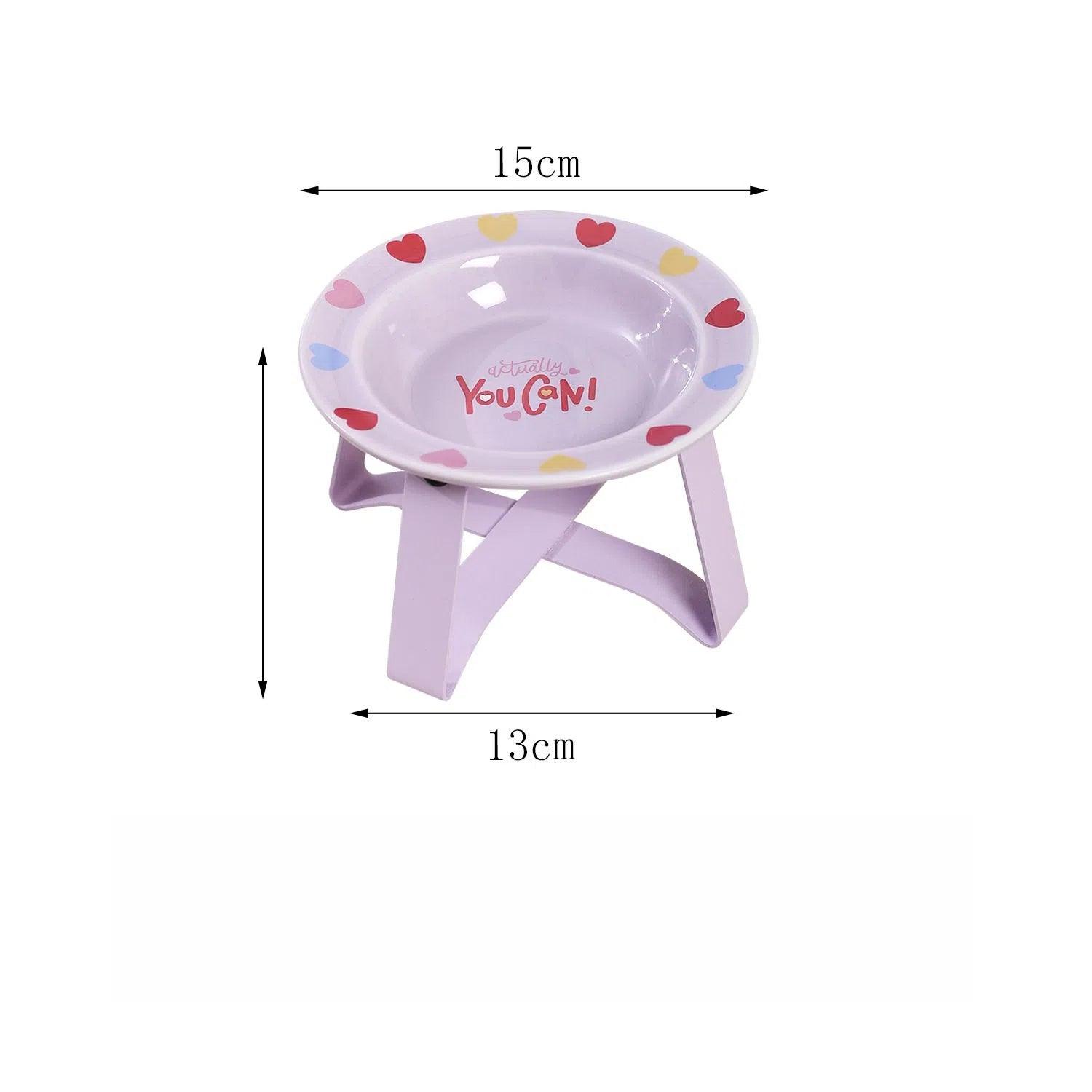 Cream Wind Belt Iron Frame Love Ceramic Pet Bowl Pot Cat Bowl Dog Bowl - NoKa&AuroraStone