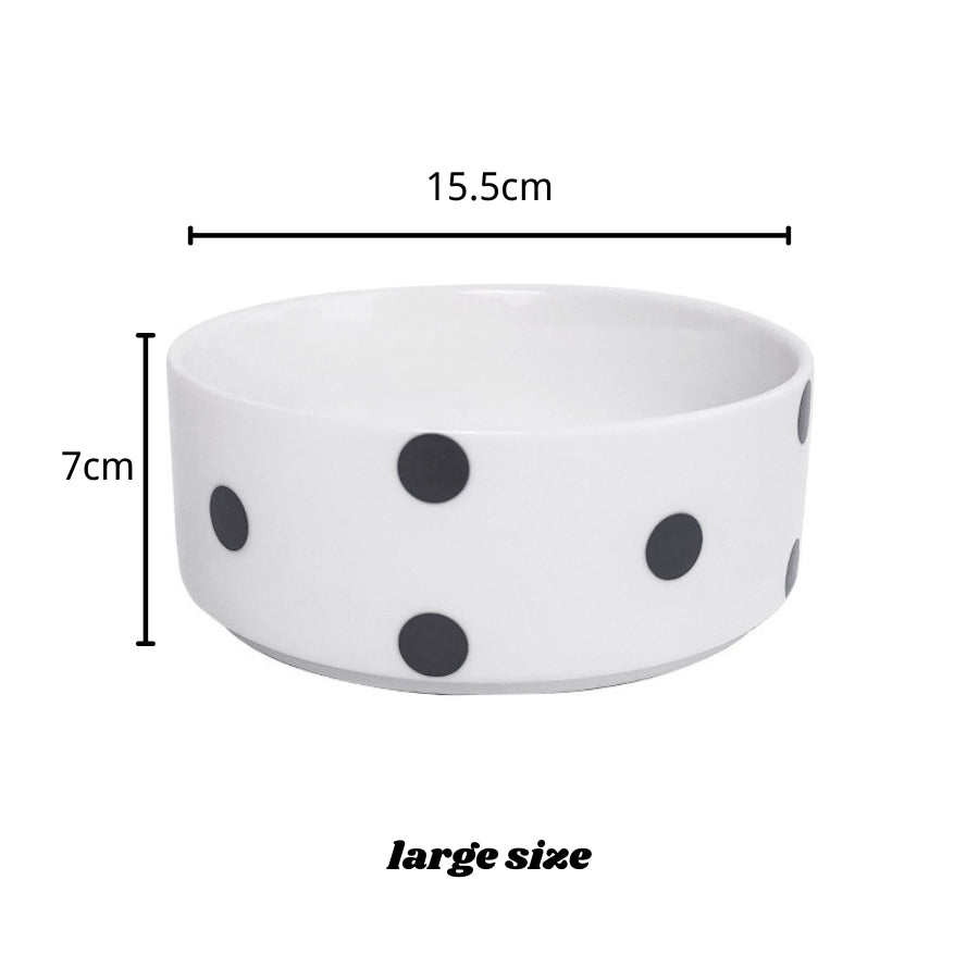 Stylish Ceramic Pet Bowl on Wooden Stand – Modern Line Design