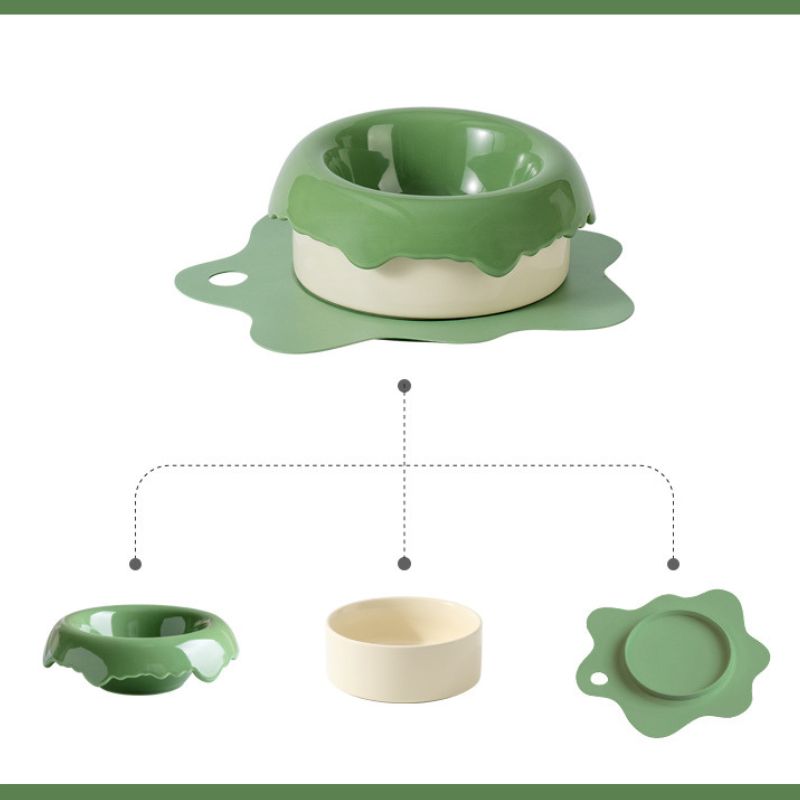 3pcs Detachable 3-in-1 Donut Pet Bowl | Separate Food & Water • Easy-Clean • Non-Slip Base