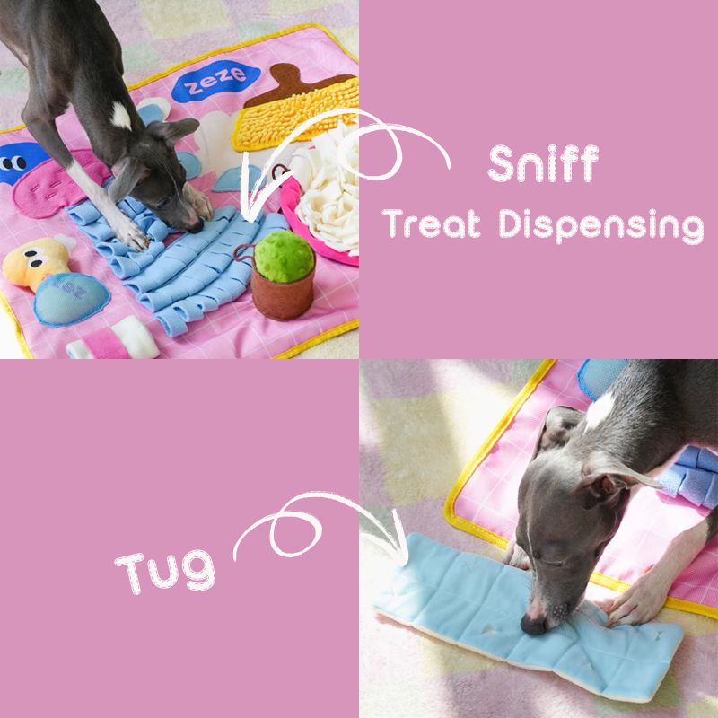 Vintage Bathroom Snuffle Mat | Interactive Slow Feeder with Hidden Treats & Squeaky Toys